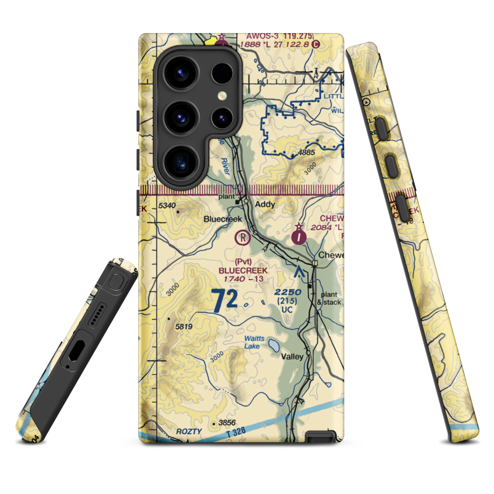 Bluecreek Airport (WA57) VFR Sectional Samsung Phone Case Samsung Galaxy S24 Ultra model shown
