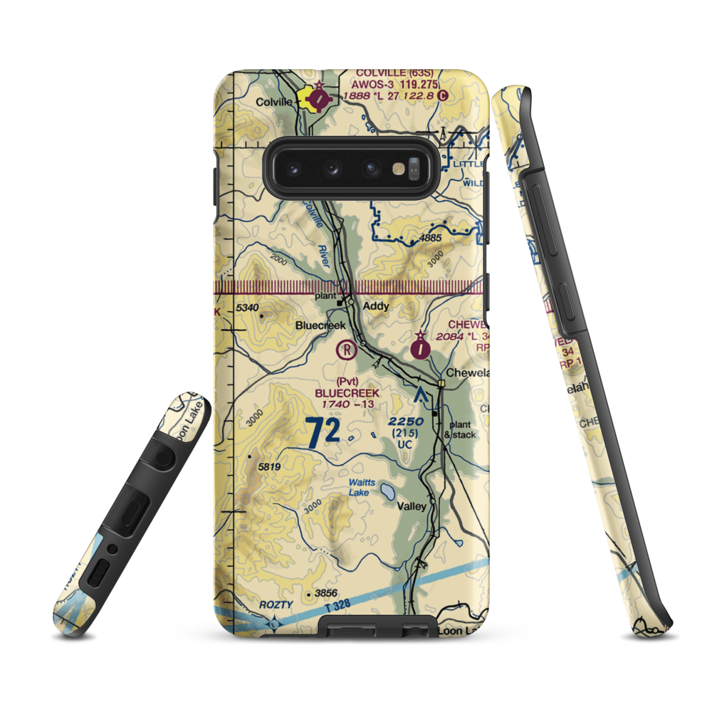 Bluecreek Airport (WA57) VFR Sectional Samsung Phone Case Samsung Galaxy S10 Plus model shown