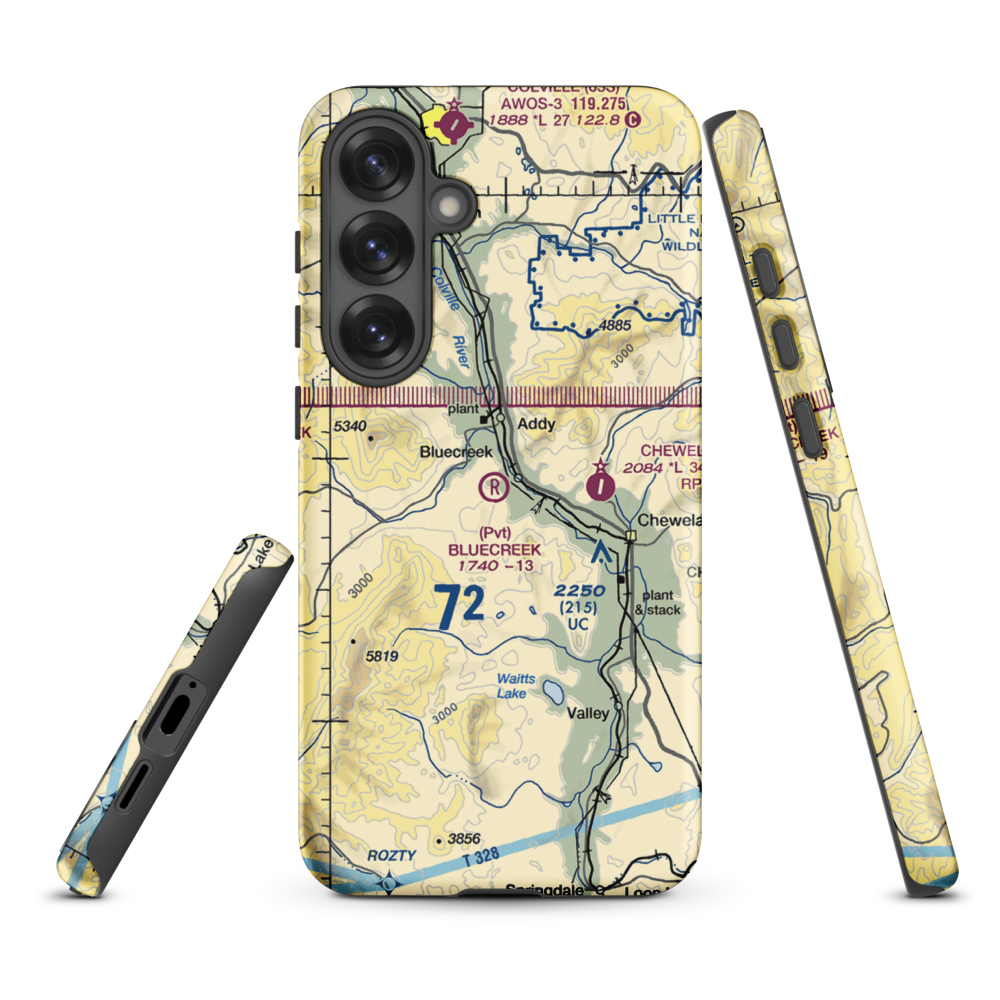 Bluecreek Airport (WA57) VFR Sectional Samsung Phone Case Samsung Galaxy S25 Plus model shown