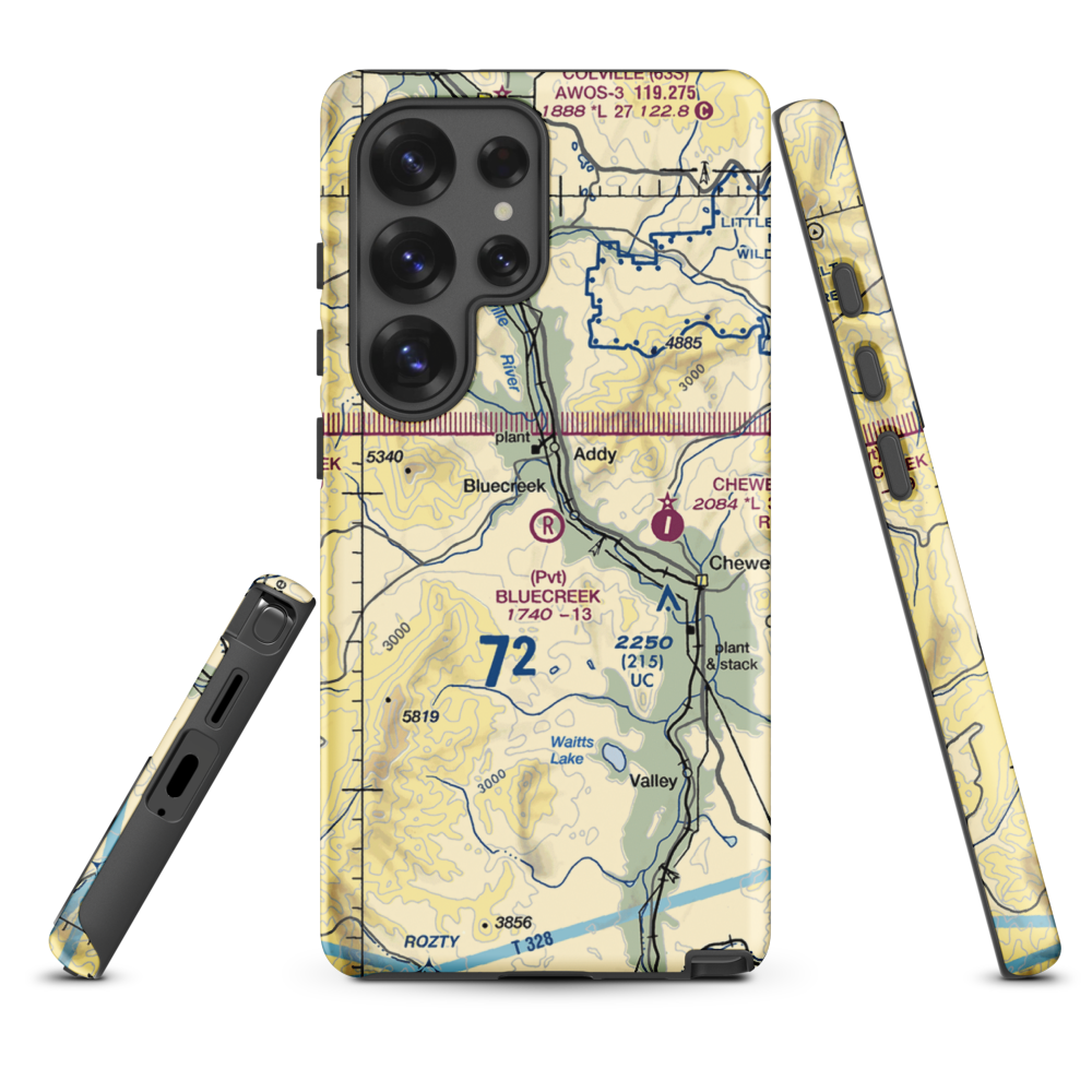 Bluecreek Airport (WA57) VFR Sectional Samsung Phone Case Samsung Galaxy S25 Ultra model shown