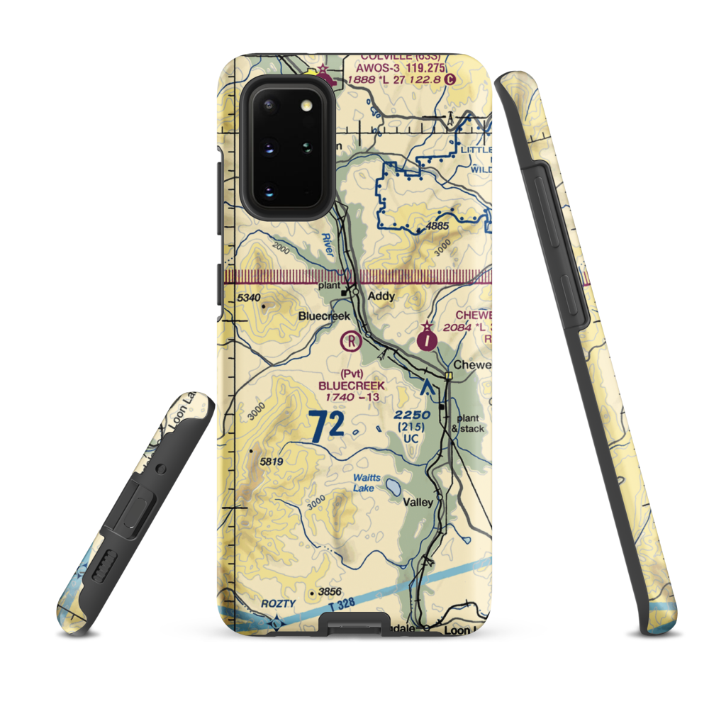 Bluecreek Airport (WA57) VFR Sectional Samsung Phone Case Samsung Galaxy S20 Plus model shown