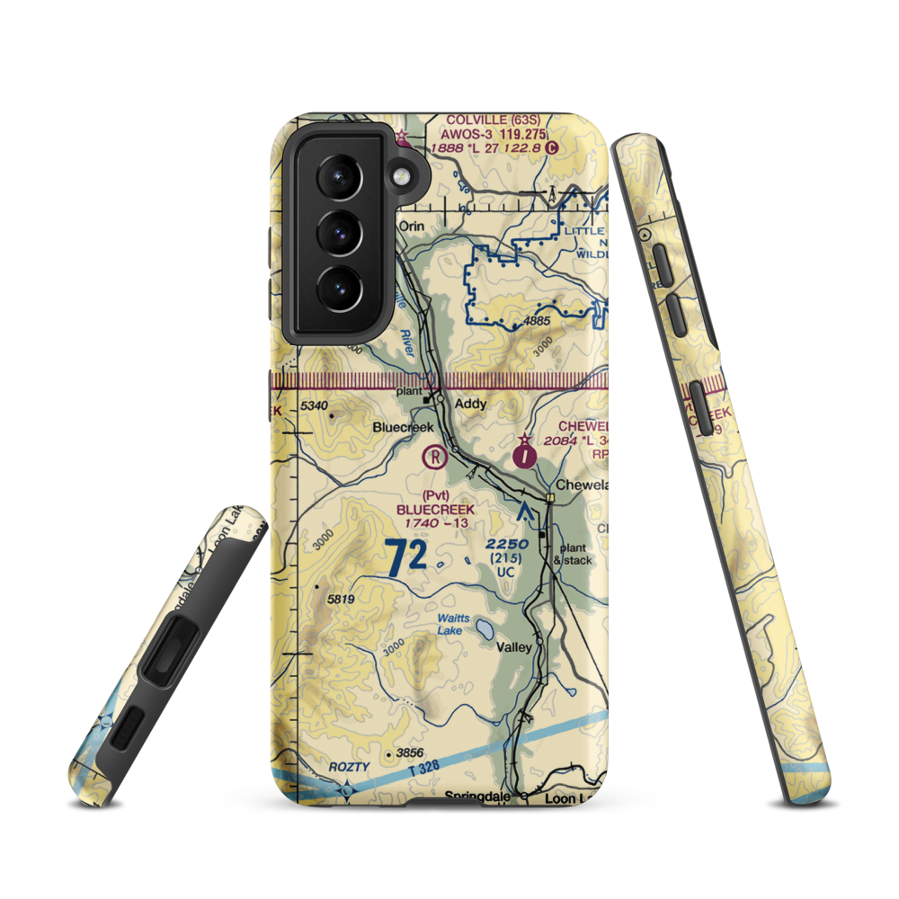 Bluecreek Airport (WA57) VFR Sectional Samsung Phone Case Samsung Galaxy S21 model shown