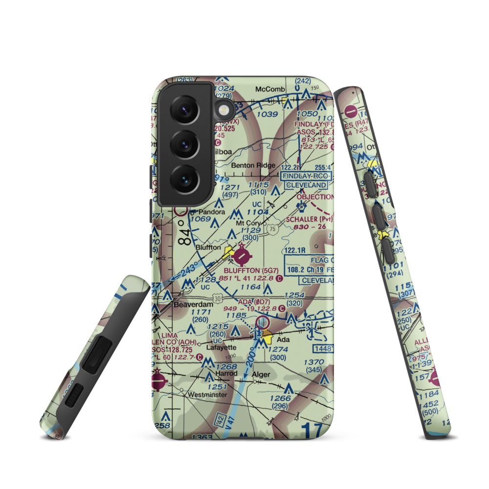Bluffton Airport (5G7) VFR Sectional Samsung Phone Case Samsung Galaxy S22 model shown