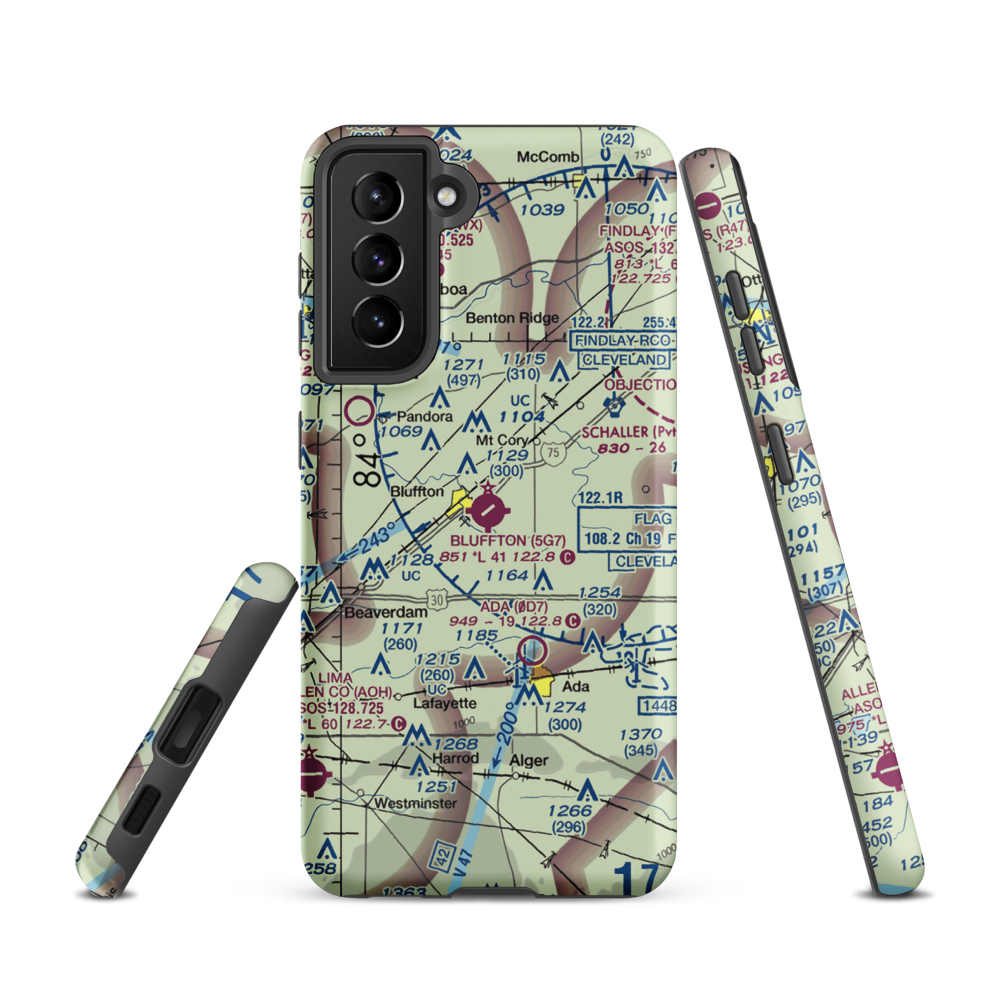 Bluffton Airport (5G7) VFR Sectional Samsung Phone Case Samsung Galaxy S21 model shown