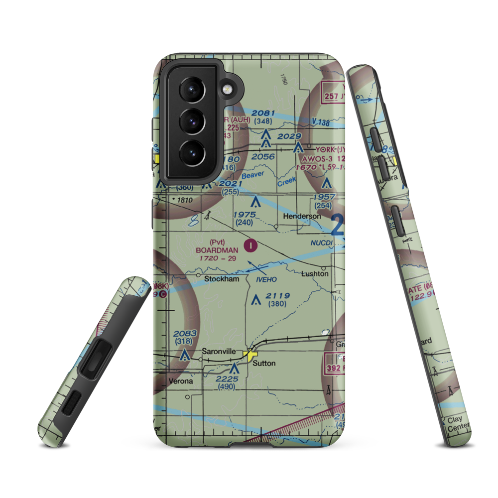 Boardman Airfield (NE83) VFR Sectional Samsung Phone Case Samsung Galaxy S21 FE model shown