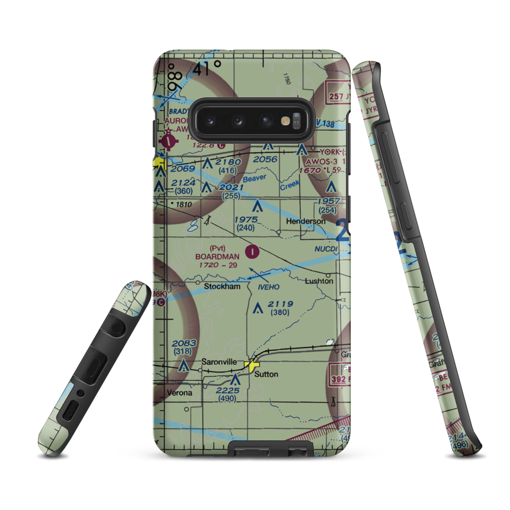 Boardman Airfield (NE83) VFR Sectional Samsung Phone Case Samsung Galaxy S10 Plus model shown