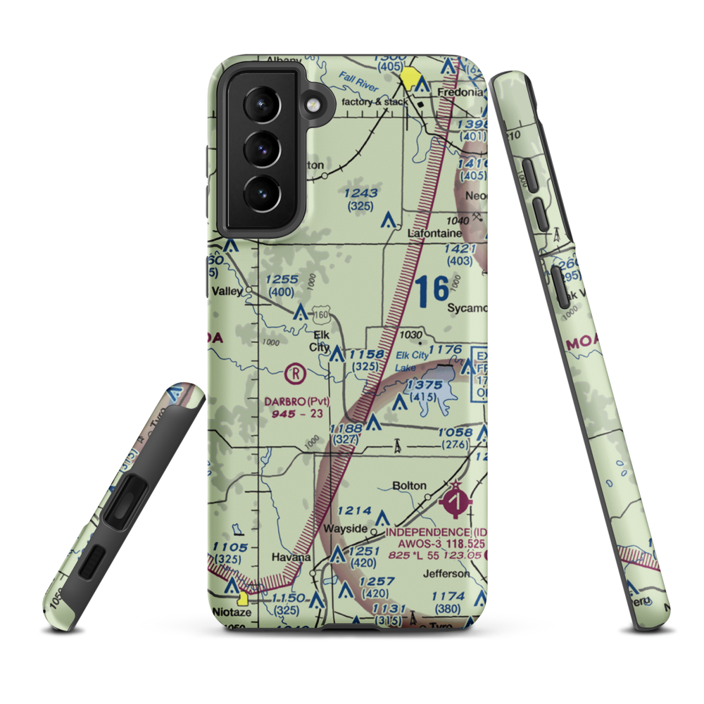 Bob Faler Airport (SN44) VFR Sectional Samsung Phone Case Samsung Galaxy S21 FE model shown