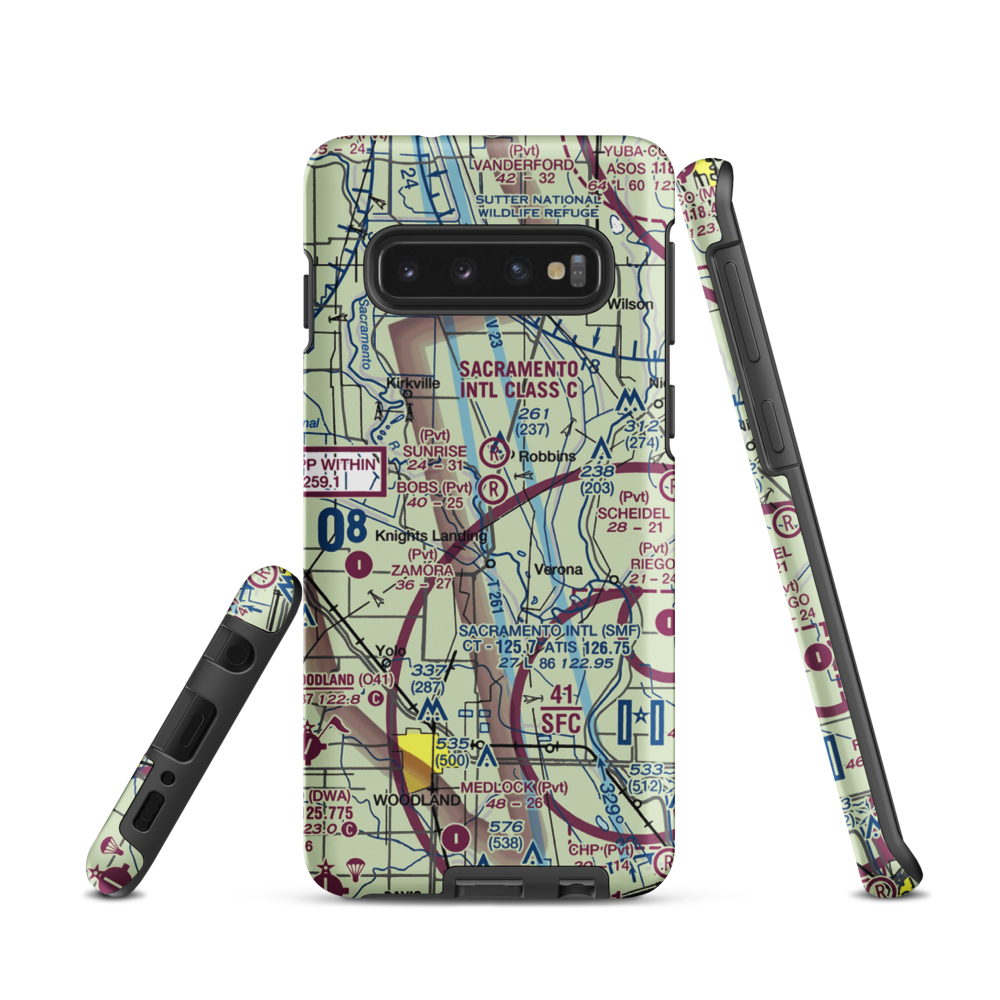 Bob's Flying Service Inc Airport (32CL) VFR Sectional Samsung Phone Case Samsung Galaxy S10 model shown