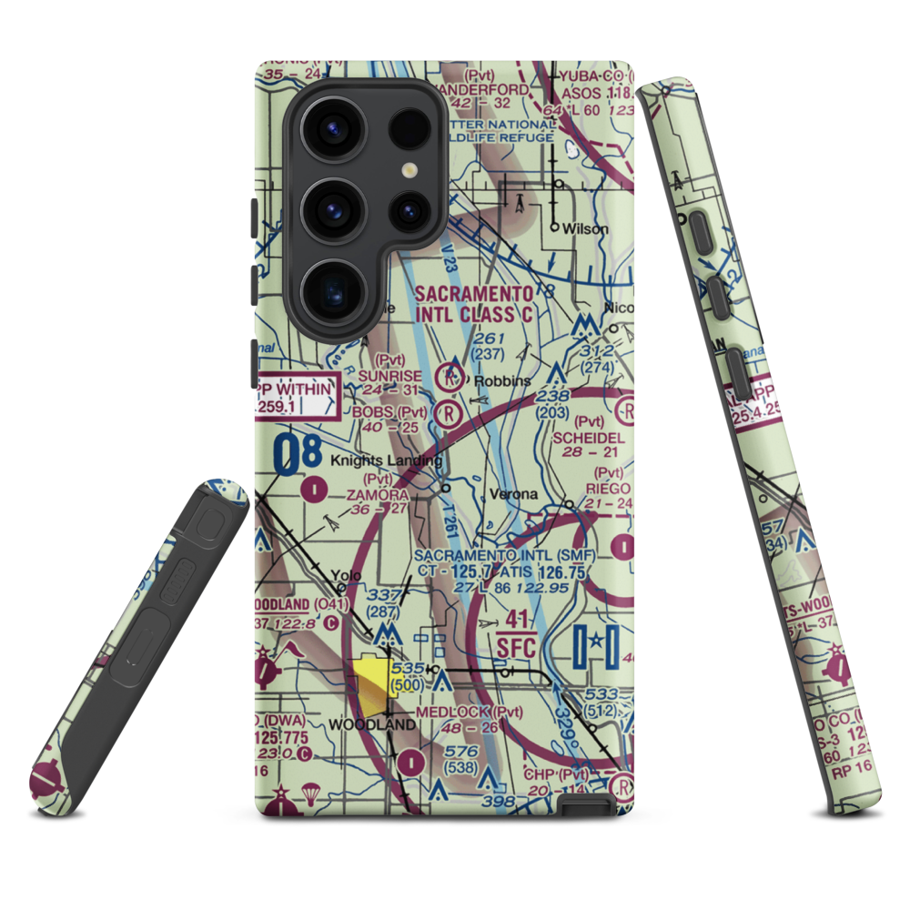 Bob's Flying Service Inc Airport (32CL) VFR Sectional Samsung Phone Case Samsung Galaxy S23 Ultra model shown