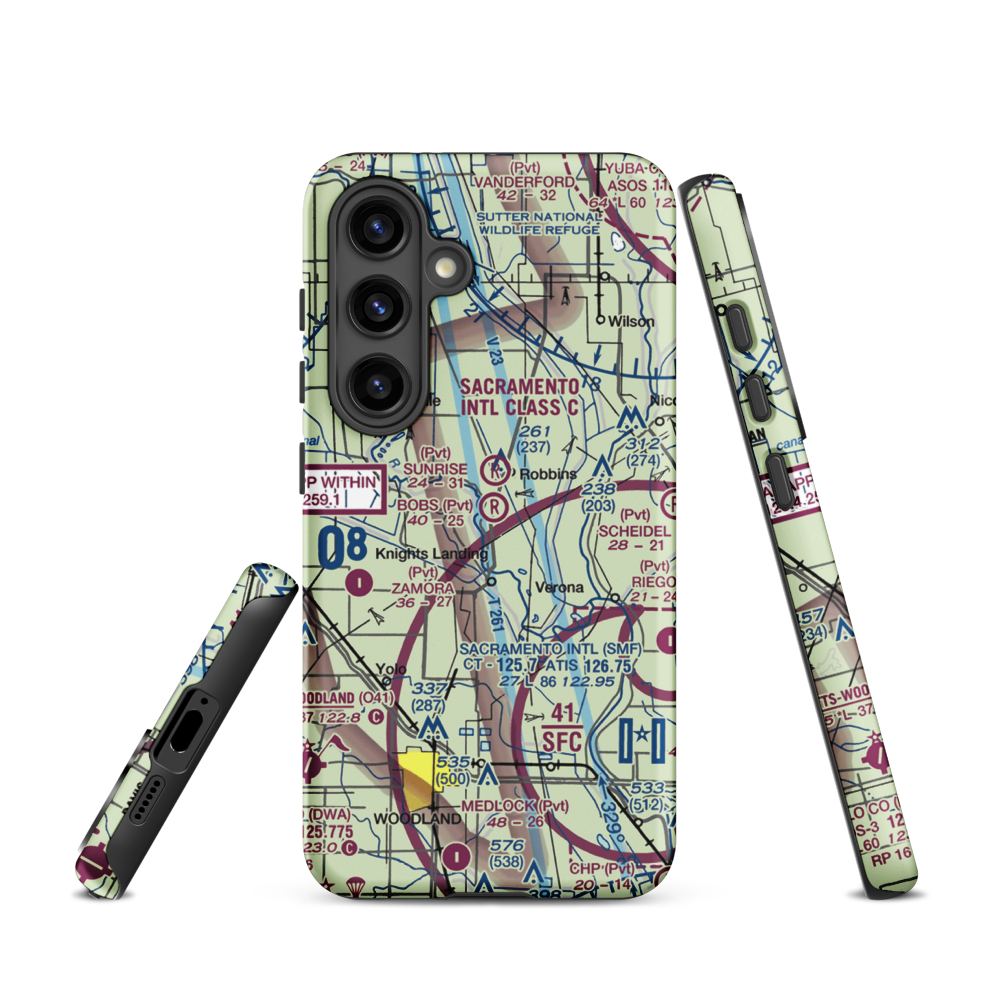 Bob's Flying Service Inc Airport (32CL) VFR Sectional Samsung Phone Case Samsung Galaxy S24 model shown