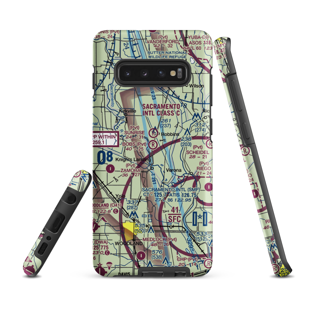 Bob's Flying Service Inc Airport (32CL) VFR Sectional Samsung Phone Case Samsung Galaxy S10 Plus model shown