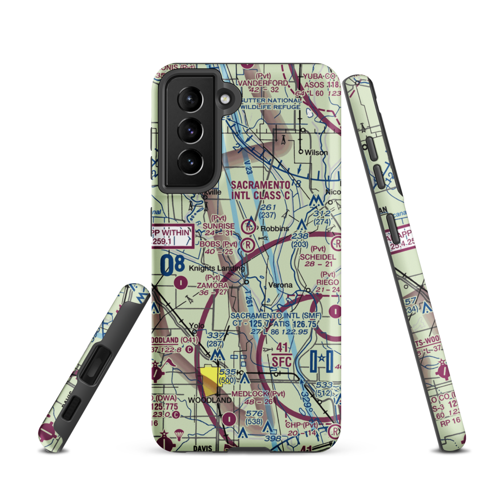 Bob's Flying Service Inc Airport (32CL) VFR Sectional Samsung Phone Case Samsung Galaxy S21 model shown