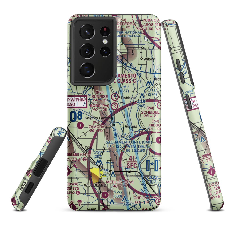 Bob's Flying Service Inc Airport (32CL) VFR Sectional Samsung Phone Case Samsung Galaxy S21 Ultra model shown