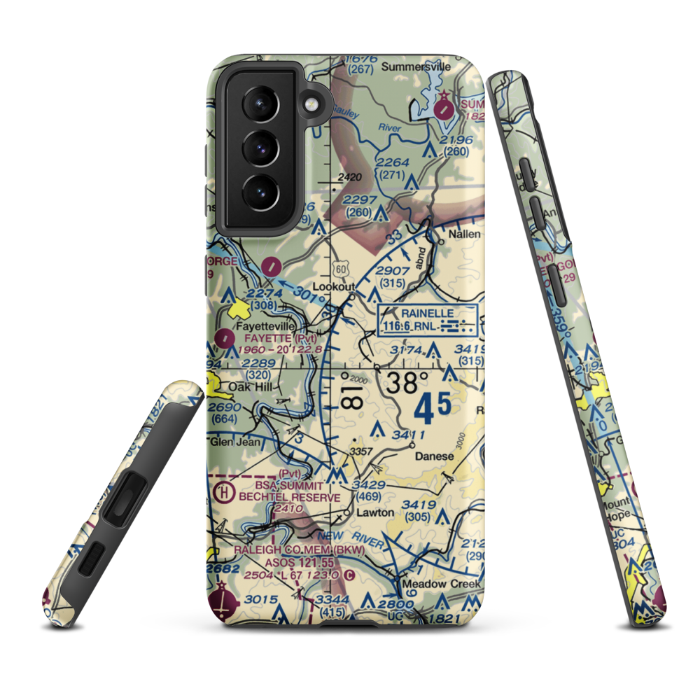 Bocamanu Airport (23WV) VFR Sectional Samsung Phone Case Samsung Galaxy S21 Plus model shown
