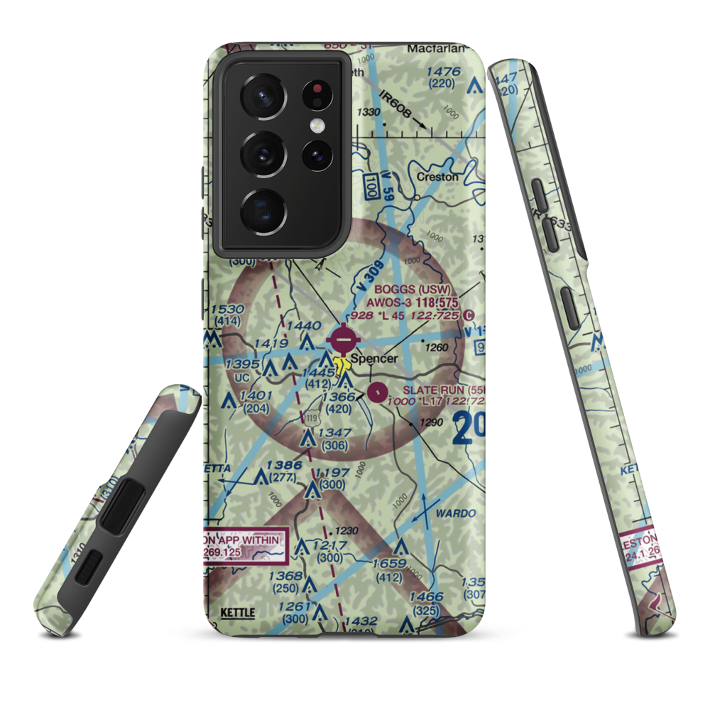 Boggs Field Airport (USW) VFR Sectional Samsung Phone Case Samsung Galaxy S21 Plus model shown
