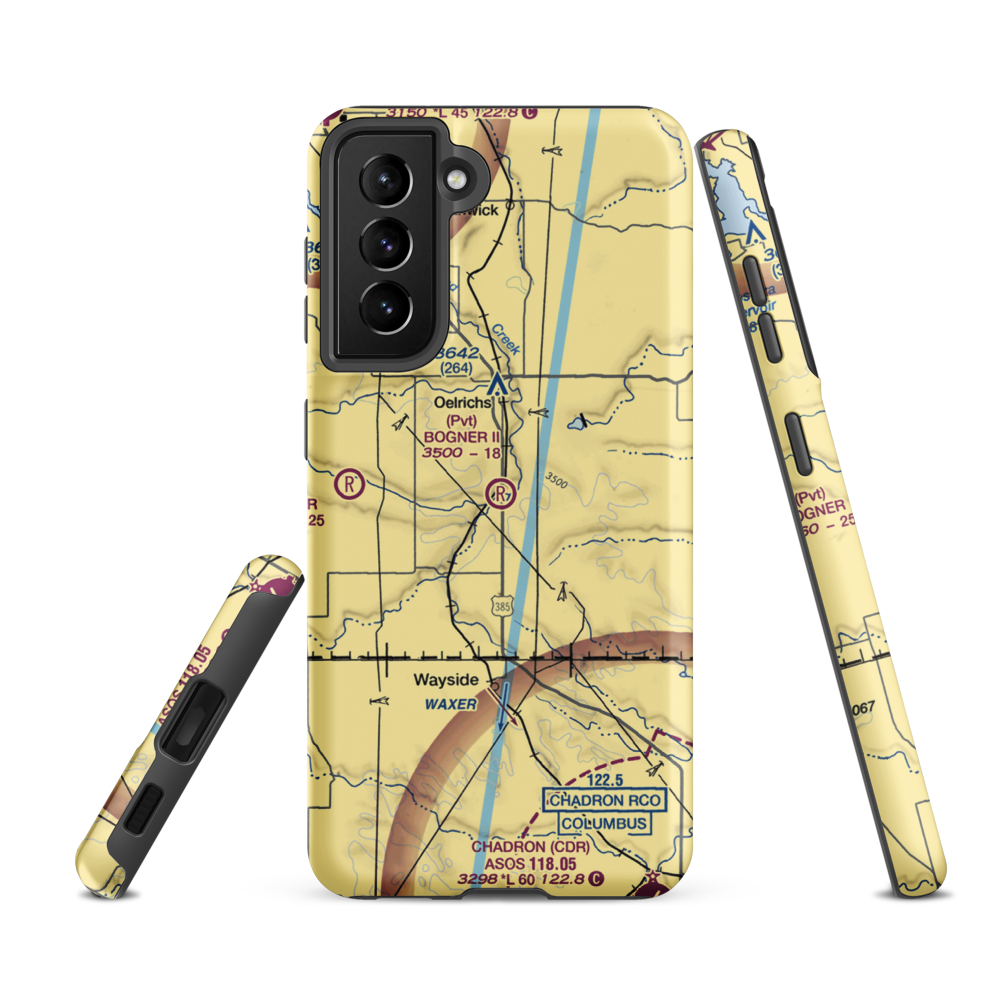 Bogner No Ii Airport (1SD6) VFR Sectional Samsung Phone Case Samsung Galaxy S21 FE model shown