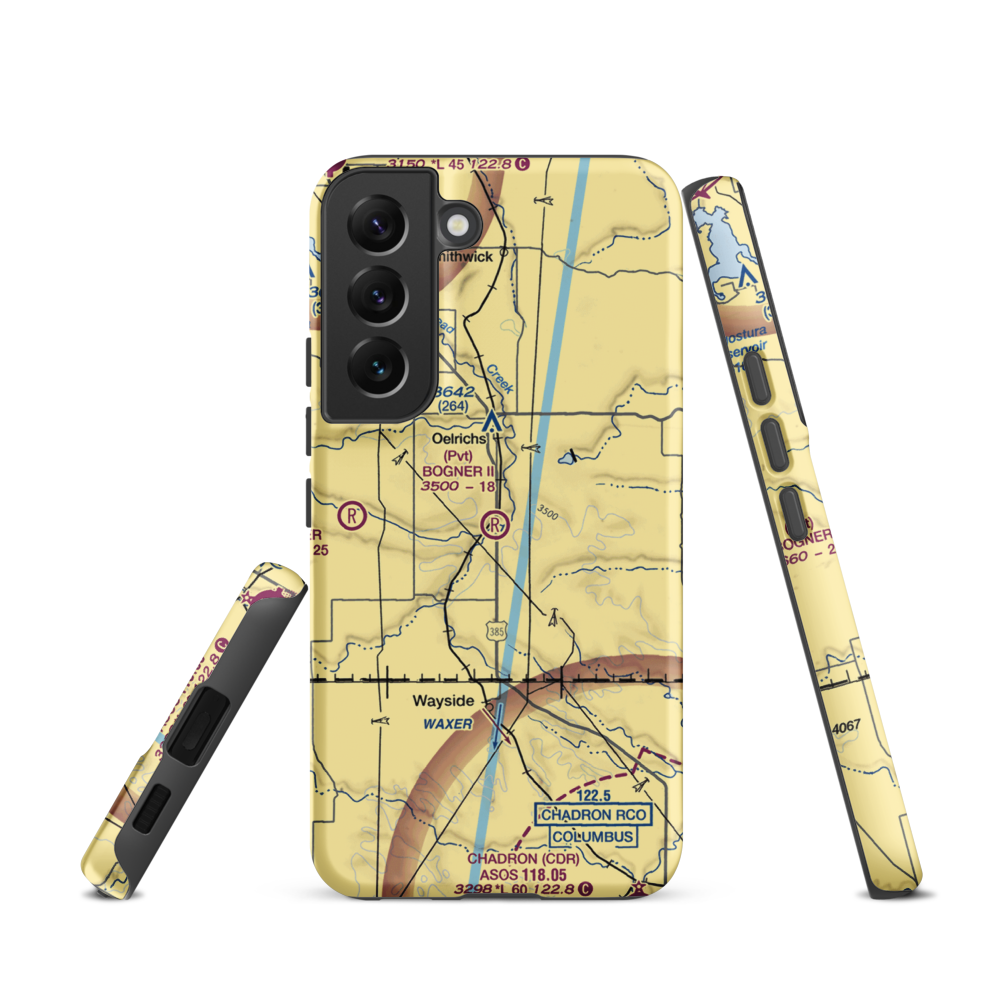 Bogner No Ii Airport (1SD6) VFR Sectional Samsung Phone Case Samsung Galaxy S22 model shown