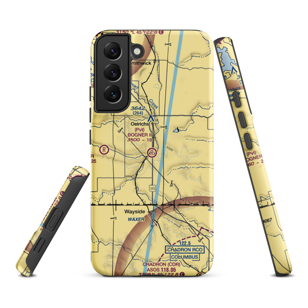 Bogner No Ii Airport (1SD6) VFR Sectional Samsung Phone Case Samsung Galaxy S22 Plus model shown