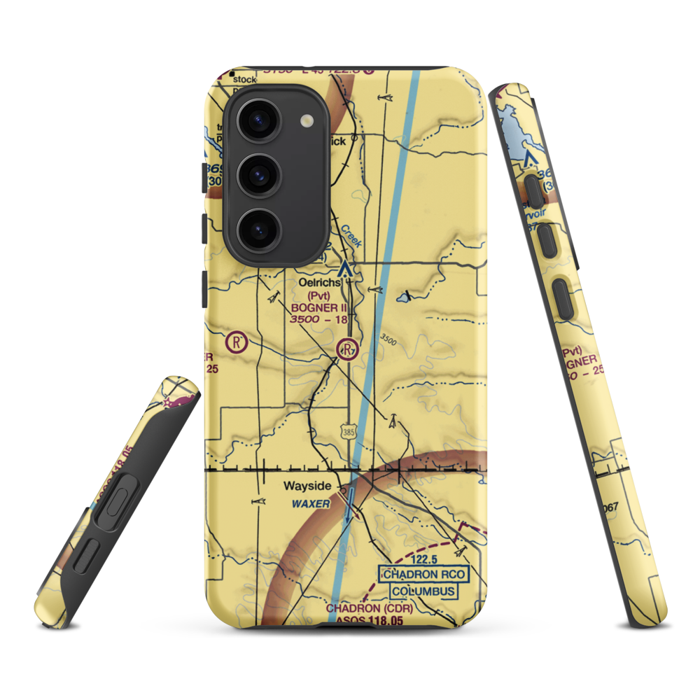 Bogner No Ii Airport (1SD6) VFR Sectional Samsung Phone Case Samsung Galaxy S23 Plus model shown