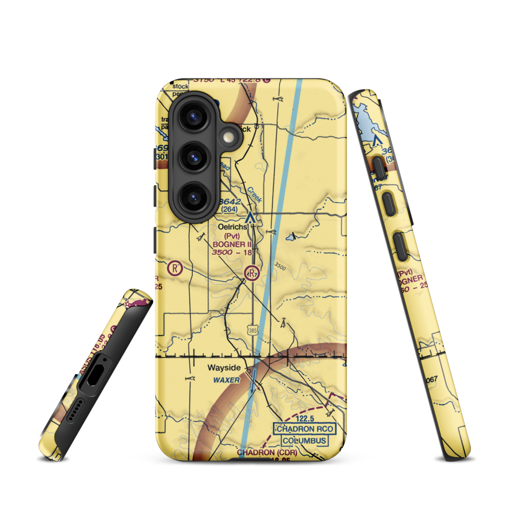 Bogner No Ii Airport (1SD6) VFR Sectional Samsung Phone Case Samsung Galaxy S24 model shown