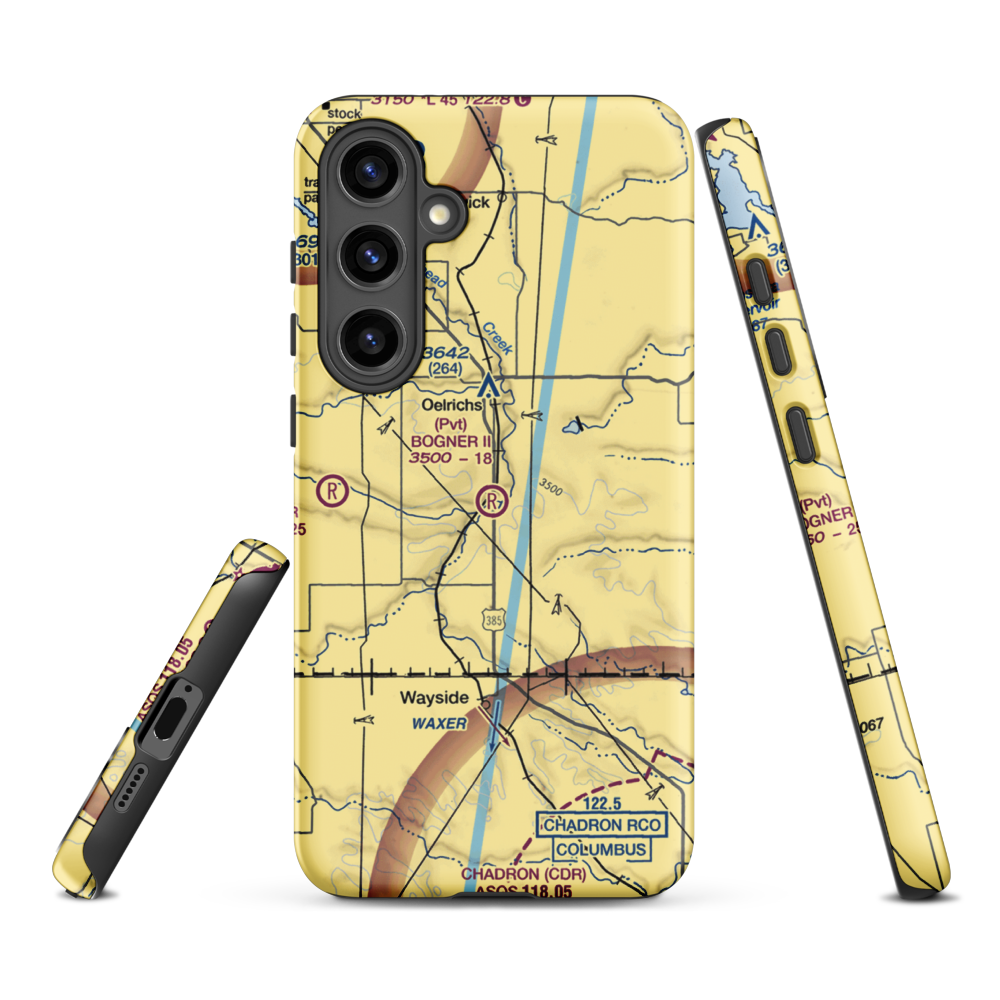 Bogner No Ii Airport (1SD6) VFR Sectional Samsung Phone Case Samsung Galaxy S24 Plus model shown