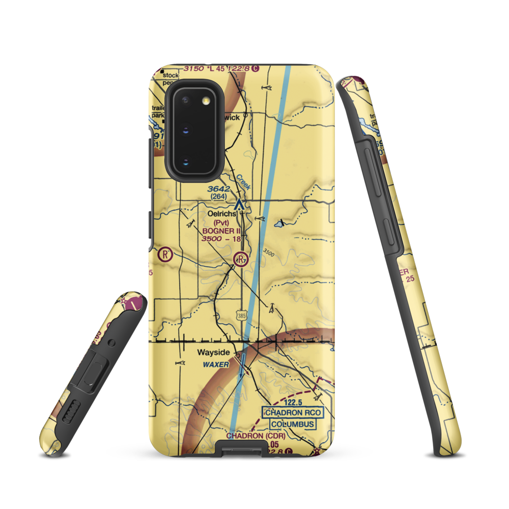 Bogner No Ii Airport (1SD6) VFR Sectional Samsung Phone Case Samsung Galaxy S20 model shown