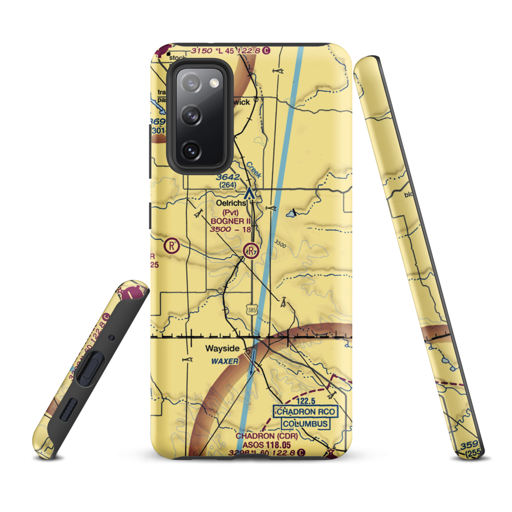 Bogner No Ii Airport (1SD6) VFR Sectional Samsung Phone Case Samsung Galaxy S20 FE model shown