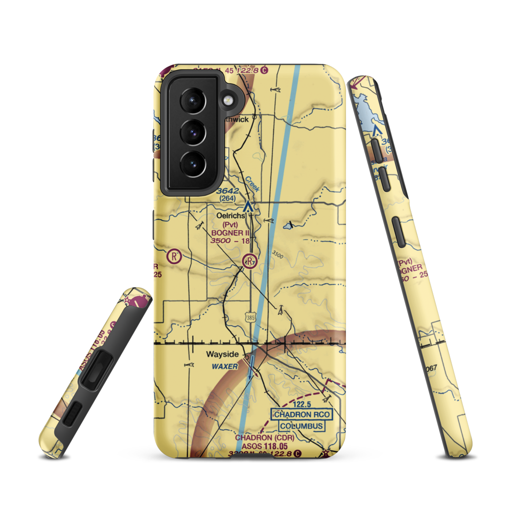 Bogner No Ii Airport (1SD6) VFR Sectional Samsung Phone Case Samsung Galaxy S21 model shown