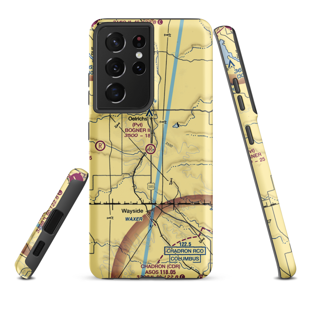 Bogner No Ii Airport (1SD6) VFR Sectional Samsung Phone Case Samsung Galaxy S21 Ultra model shown