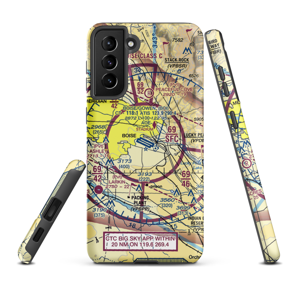 Boise Air Terminal/Gowen Field (BOI) VFR Sectional Samsung Phone Case Samsung Galaxy S21 Plus model shown