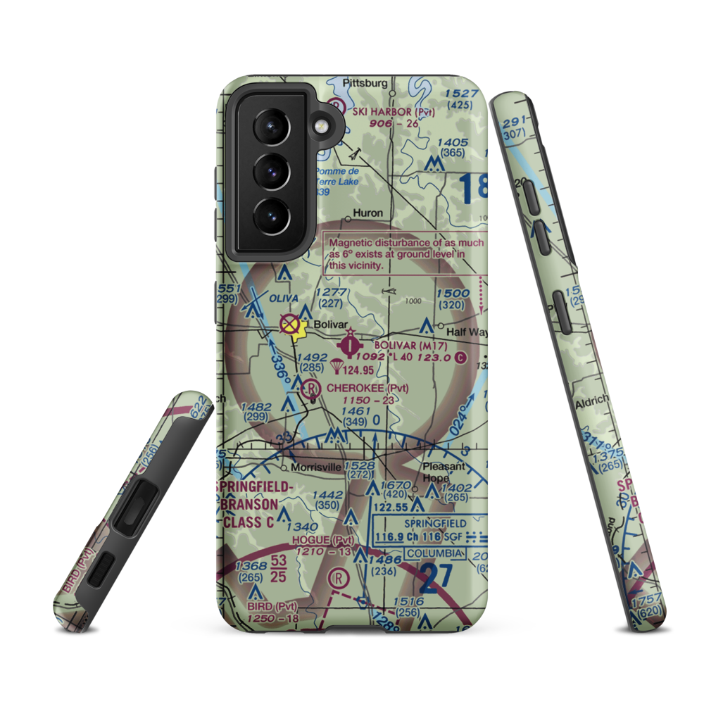 Bolivar Municipal Airport (M17) VFR Sectional Samsung Phone Case Samsung Galaxy S21 FE model shown