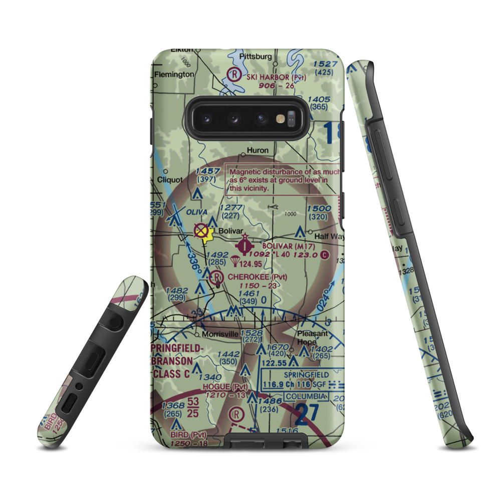 Bolivar Municipal Airport (M17) VFR Sectional Samsung Phone Case Samsung Galaxy S10 Plus model shown