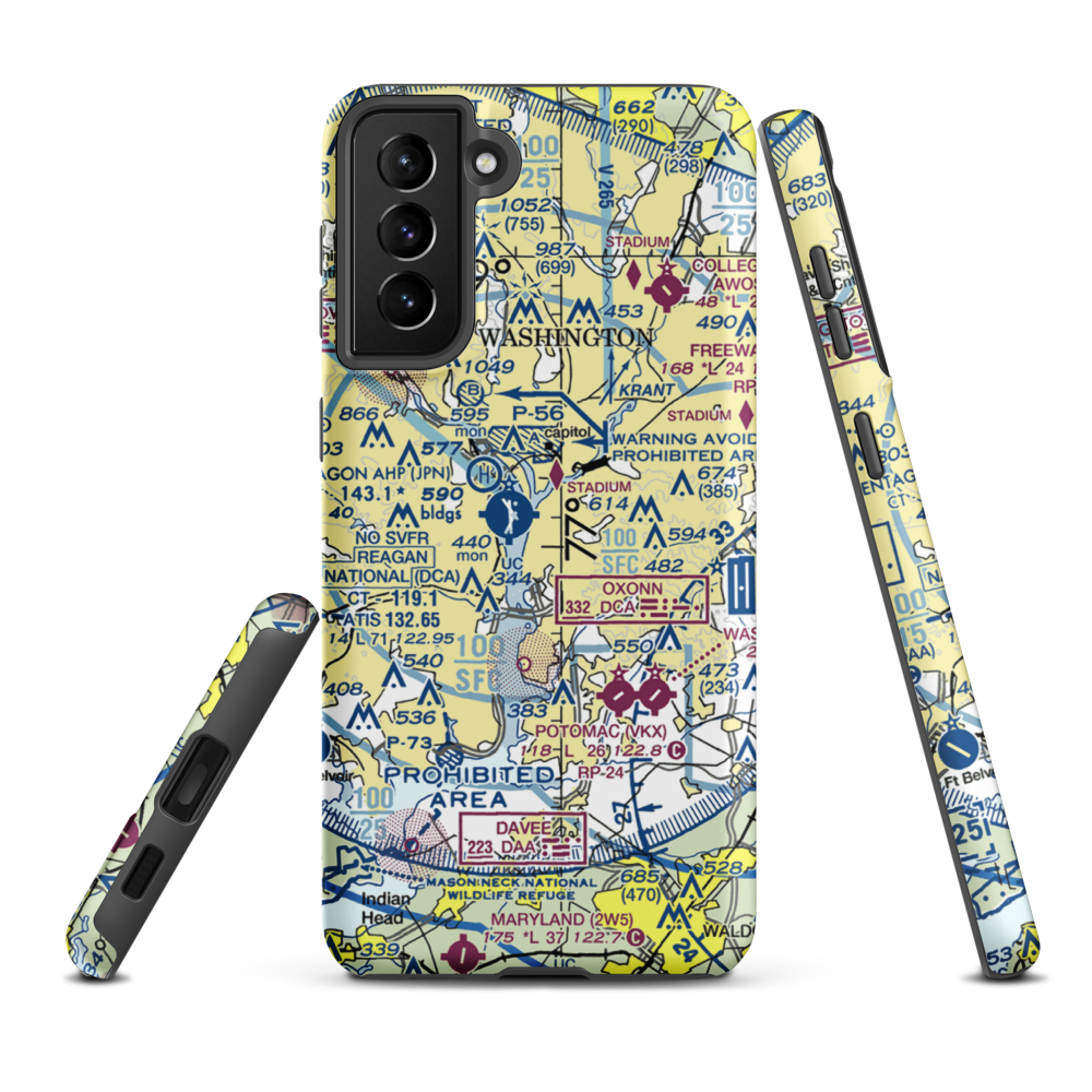 Bolling Air Force Base (BOF) VFR Sectional Samsung Phone Case Samsung Galaxy S21 Plus model shown