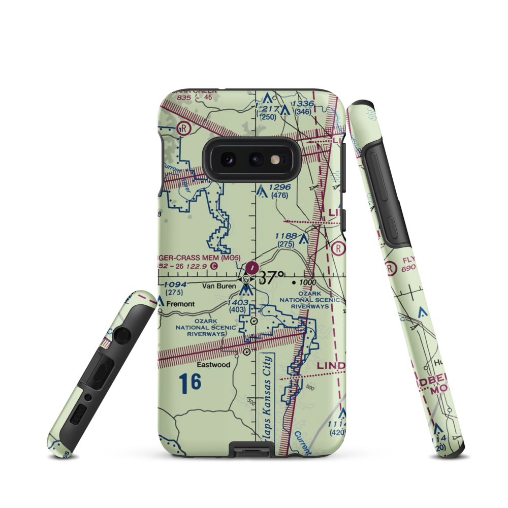 Bollinger-Crass Memorial Airport (MO5) VFR Sectional Samsung Phone Case Samsung Galaxy S10 Plus model shown