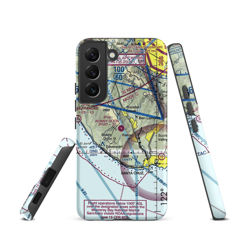 Bonny Doon Village Airport (CL77) VFR Sectional Samsung Phone Case Samsung Galaxy S22 model shown