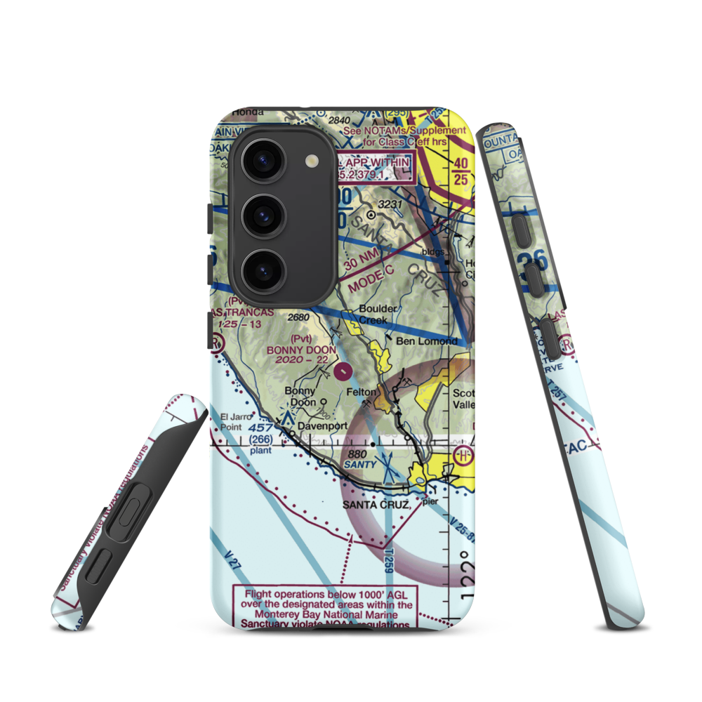 Bonny Doon Village Airport (CL77) VFR Sectional Samsung Phone Case Samsung Galaxy S23 model shown