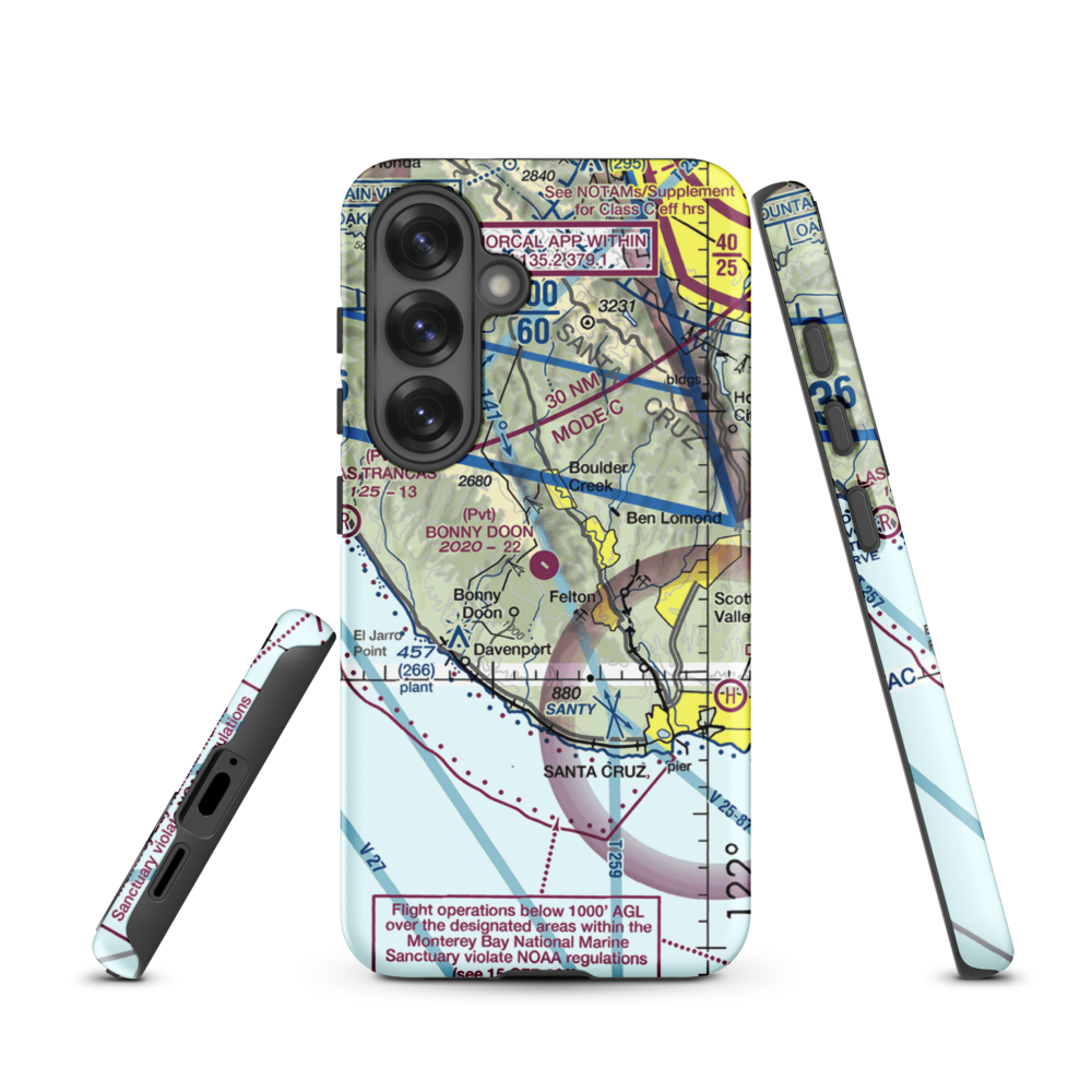 Bonny Doon Village Airport (CL77) VFR Sectional Samsung Phone Case Samsung Galaxy S25 model shown