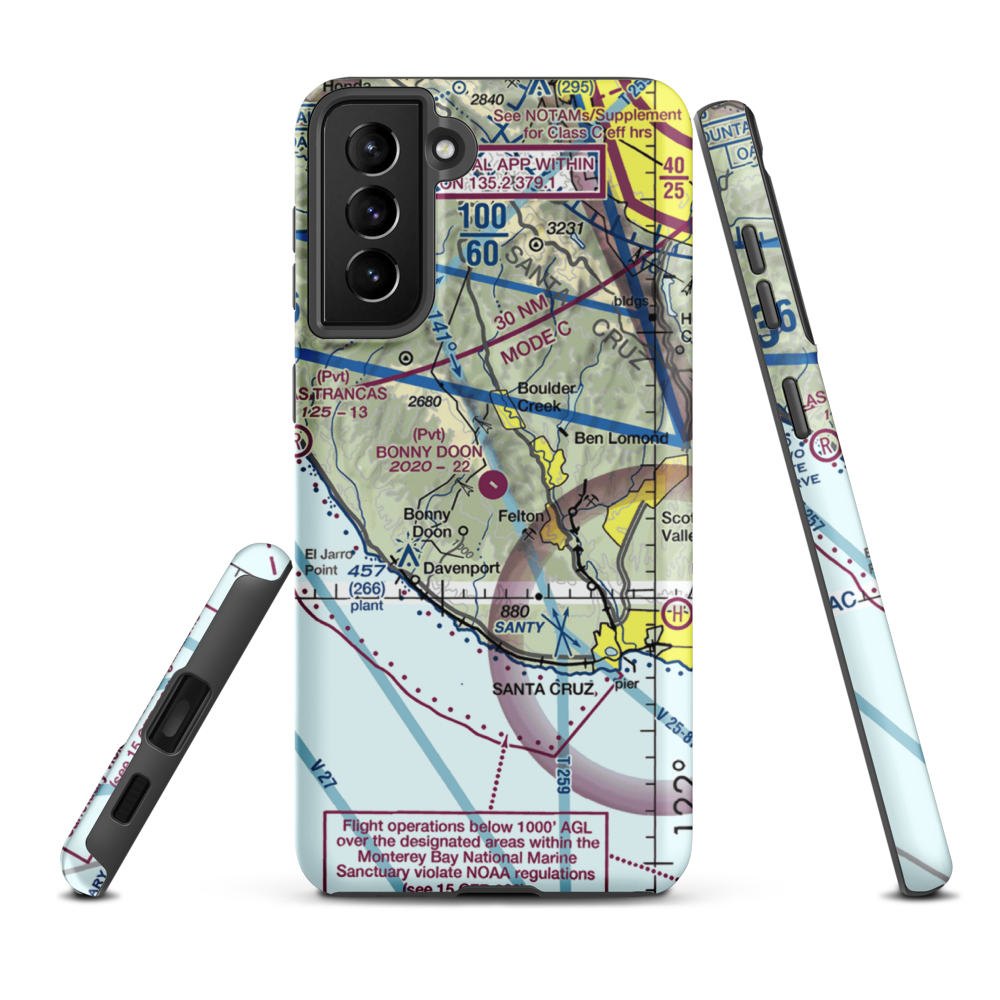 Bonny Doon Village Airport (CL77) VFR Sectional Samsung Phone Case Samsung Galaxy S21 Plus model shown