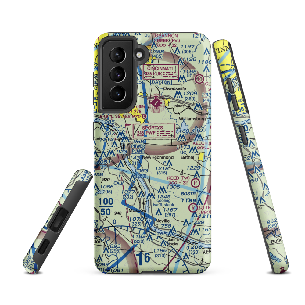 Boober Airport (45OH) VFR Sectional Samsung Phone Case Samsung Galaxy S21 FE model shown
