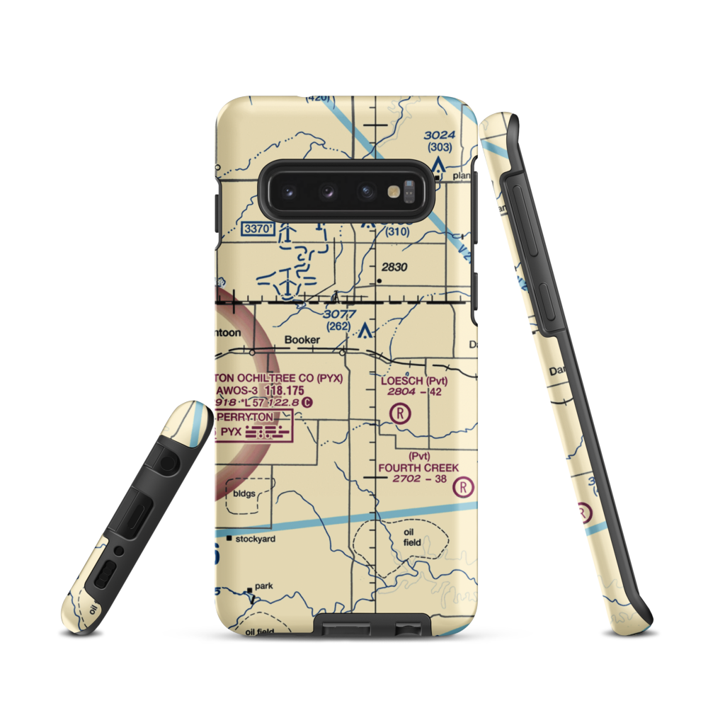 Booker Airport (US-0149) VFR Sectional Samsung Phone Case Samsung Galaxy S10 model shown
