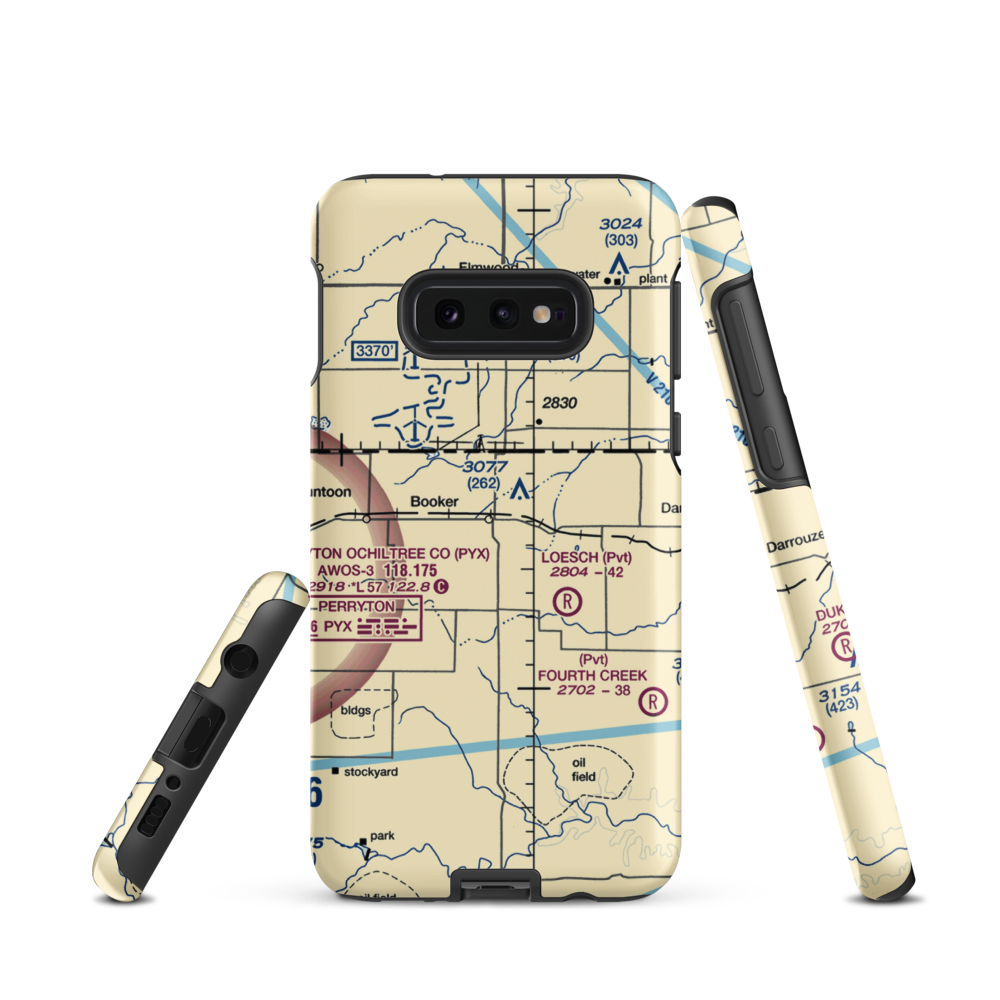 Booker Airport (US-0149) VFR Sectional Samsung Phone Case Samsung Galaxy S10e model shown
