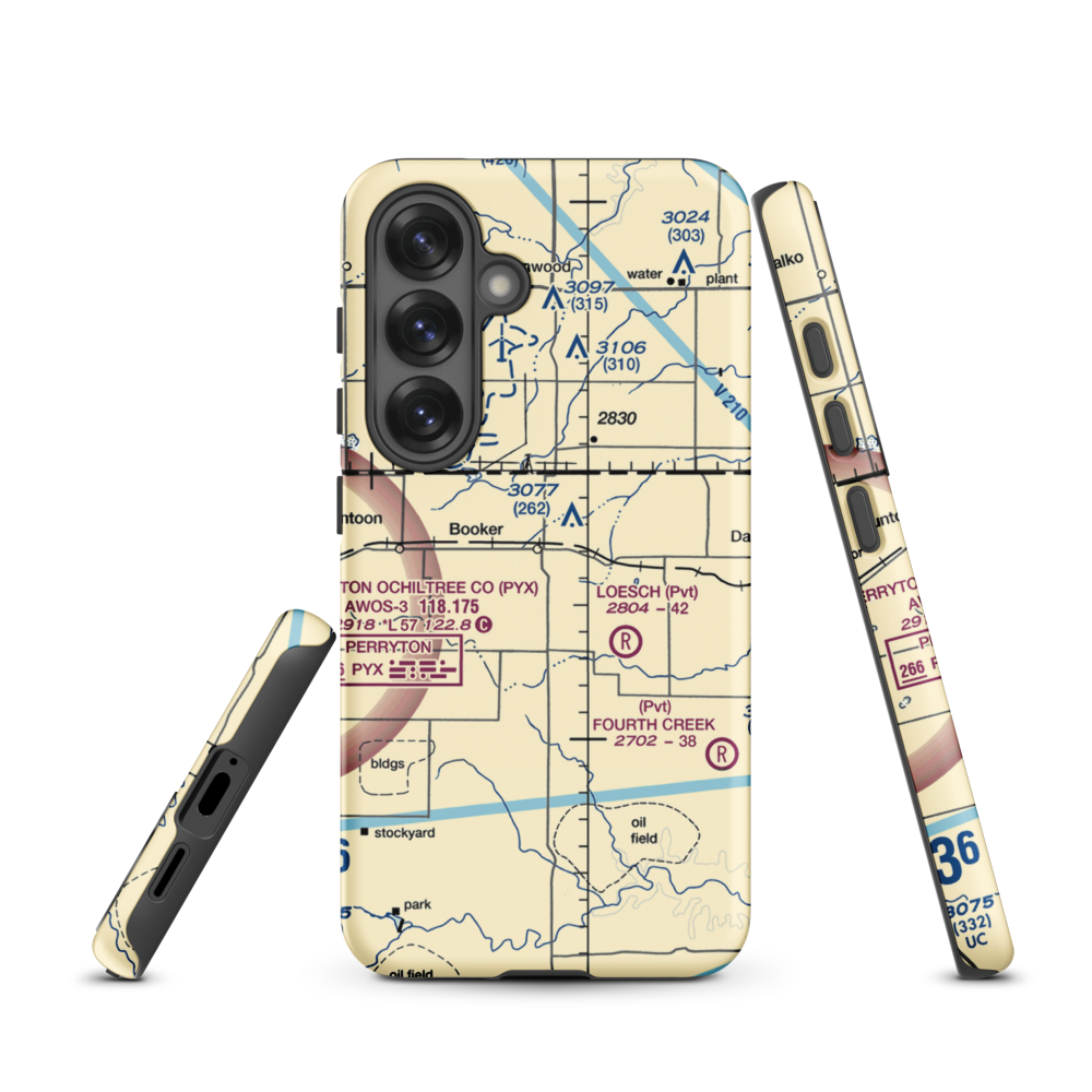 Booker Airport (US-0149) VFR Sectional Samsung Phone Case Samsung Galaxy S25 model shown