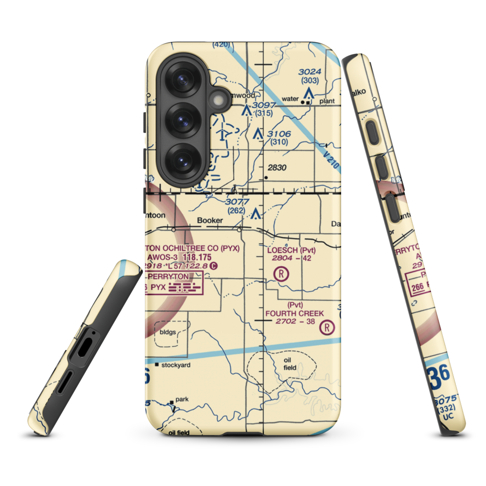 Booker Airport (US-0149) VFR Sectional Samsung Phone Case Samsung Galaxy S25 Plus model shown