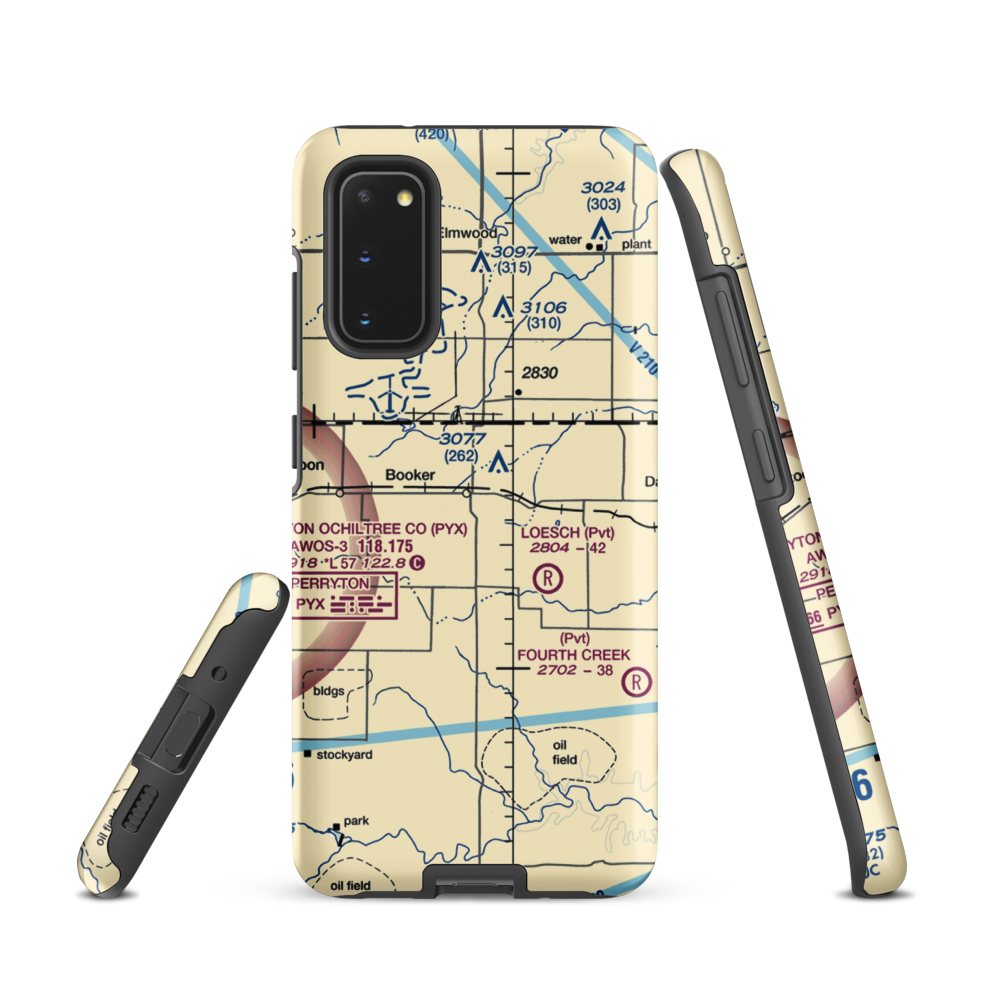 Booker Airport (US-0149) VFR Sectional Samsung Phone Case Samsung Galaxy S20 model shown