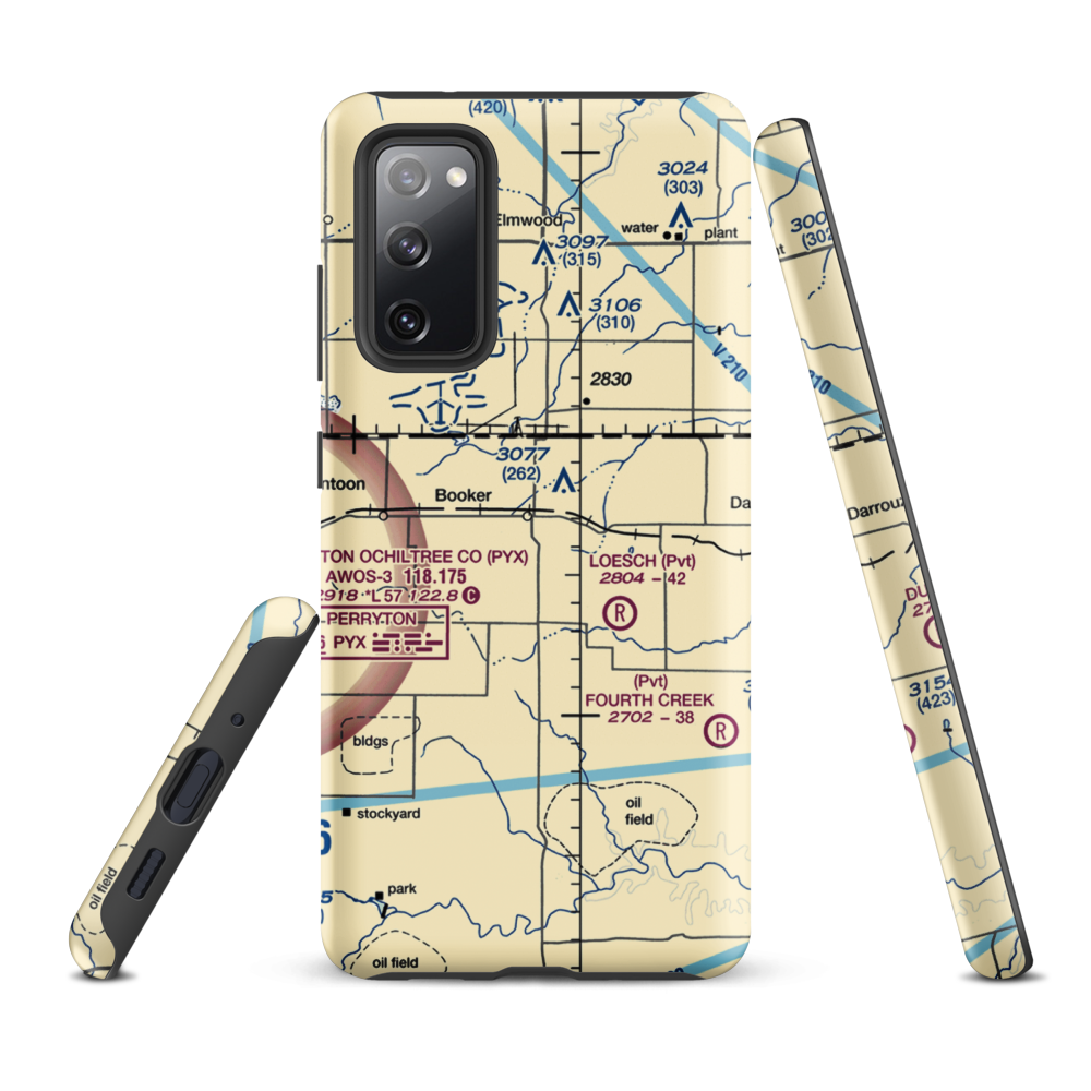 Booker Airport (US-0149) VFR Sectional Samsung Phone Case Samsung Galaxy S20 FE model shown