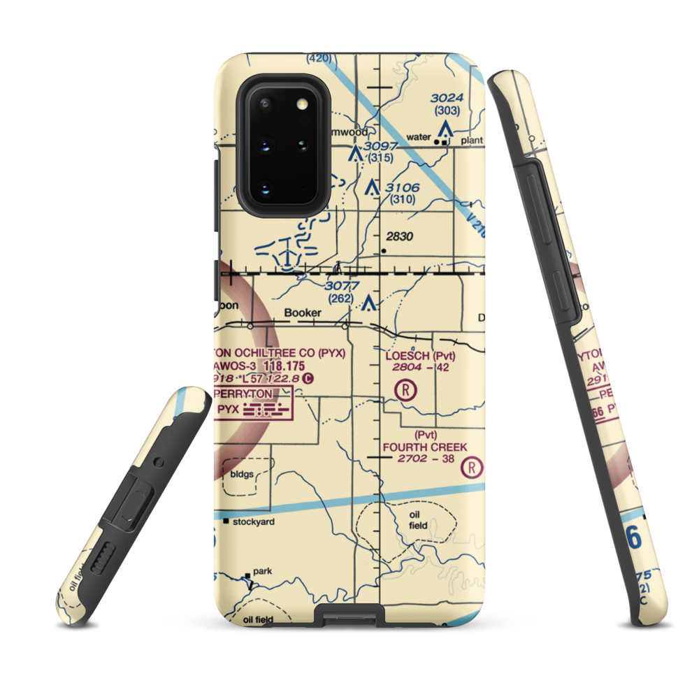 Booker Airport (US-0149) VFR Sectional Samsung Phone Case Samsung Galaxy S20 Plus model shown
