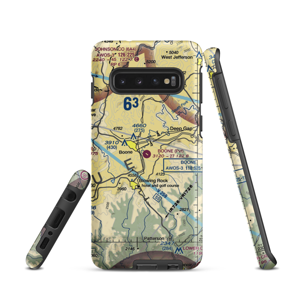 Boone Inc Airport (NC14) VFR Sectional Samsung Phone Case Samsung Galaxy S10 model shown