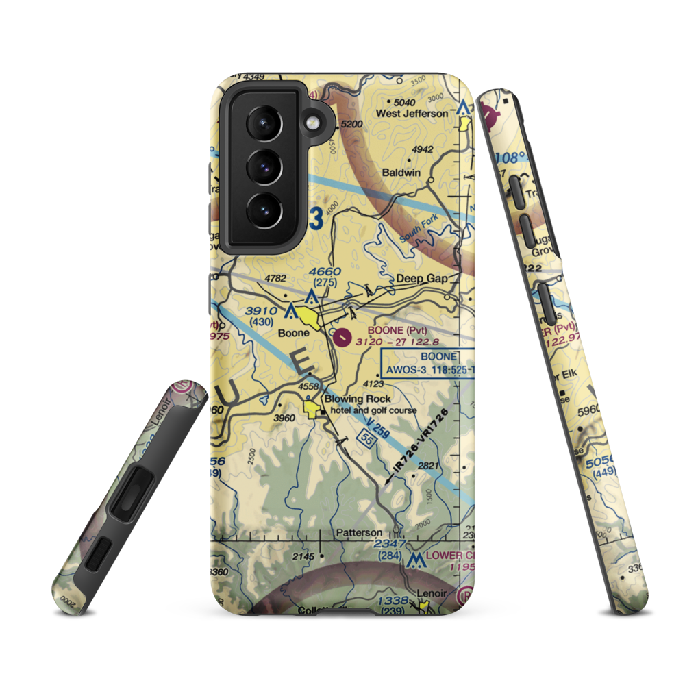 Boone Inc Airport (NC14) VFR Sectional Samsung Phone Case Samsung Galaxy S21 FE model shown