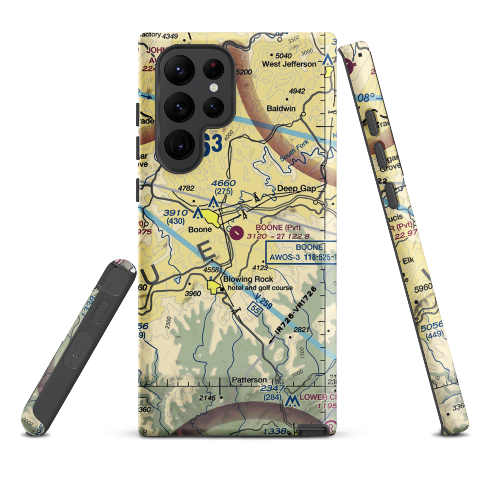 Boone Inc Airport (NC14) VFR Sectional Samsung Phone Case Samsung Galaxy S22 Ultra model shown