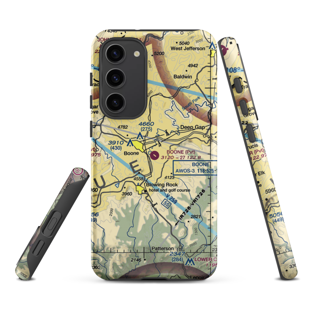 Boone Inc Airport (NC14) VFR Sectional Samsung Phone Case Samsung Galaxy S23 Plus model shown